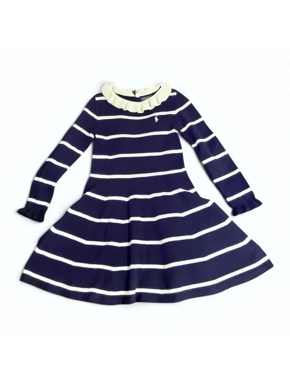 Polo Ralph Lauren Girls Striped Cashmere-Blend Dress 7Y